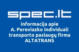 A. Pereviazko individuali transporto paslaugų firma ALTATRANS | spec.lt