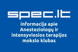 Anesteziologų ir intensyviosios terapijos mokslo klubas | spec.lt