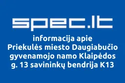 Priekulės miesto Daugiabučio gyvenamojo namo Klaipėdos g. 13 savininkų bendrija K13 | spec.lt