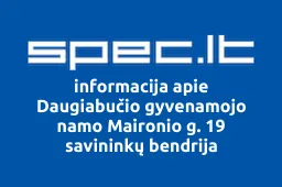 Daugiabučio gyvenamojo namo Maironio g. 19 savininkų bendrija | spec.lt
