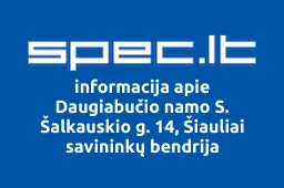 Daugiabučio namo S. Šalkauskio g. 14, Šiauliai savininkų bendrija | spec.lt