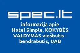 Hotel Simple, KOKYBĖS VALDYMAS viešbutis - bendrabutis, UAB | spec.lt