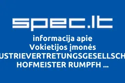 Vokietijos įmonės INDUSTRIEVERTRETUNGSGESELLSCHAFT HOFMEISTER RUMPFH atstovybė, MB | spec.lt