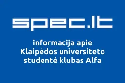 Klaipėdos universiteto studentė klubas Alfa | spec.lt