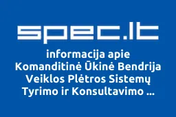 Komanditinė Ūkinė Bendrija Veiklos Plėtros Sistemų Tyrimo ir Konsultavimo Grupė | spec.lt