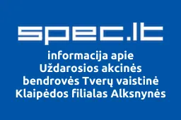 Uždarosios akcinės bendrovės Tverų vaistinė Klaipėdos filialas Alksnynės vaistinė | spec.lt