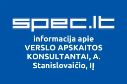 VERSLO APSKAITOS KONSULTANTAI, A. Stanislovaičio, IĮ | spec.lt