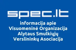 Visuomeninė Organizacija Alytaus Smulkiųjų Verslininkų Asociacija | spec.lt