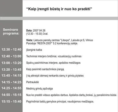 UAB "Monarch Group" organizuoja seminarą "Kaip įrengti būstą ir nuo ko pradėti?"